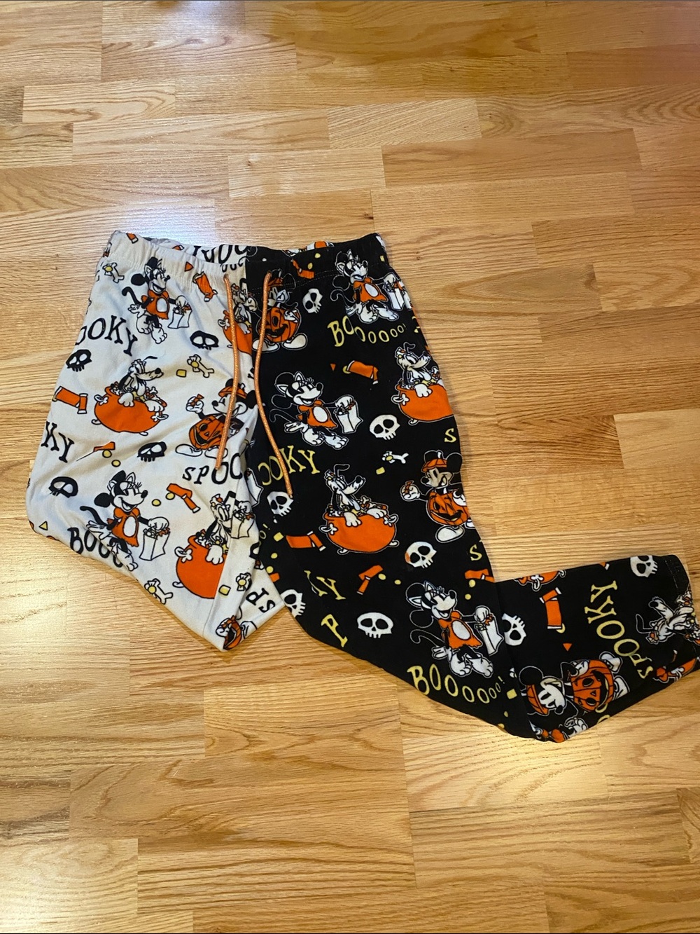 Disney Mickey Halloween Split-Panel Black White and Orange Joggers